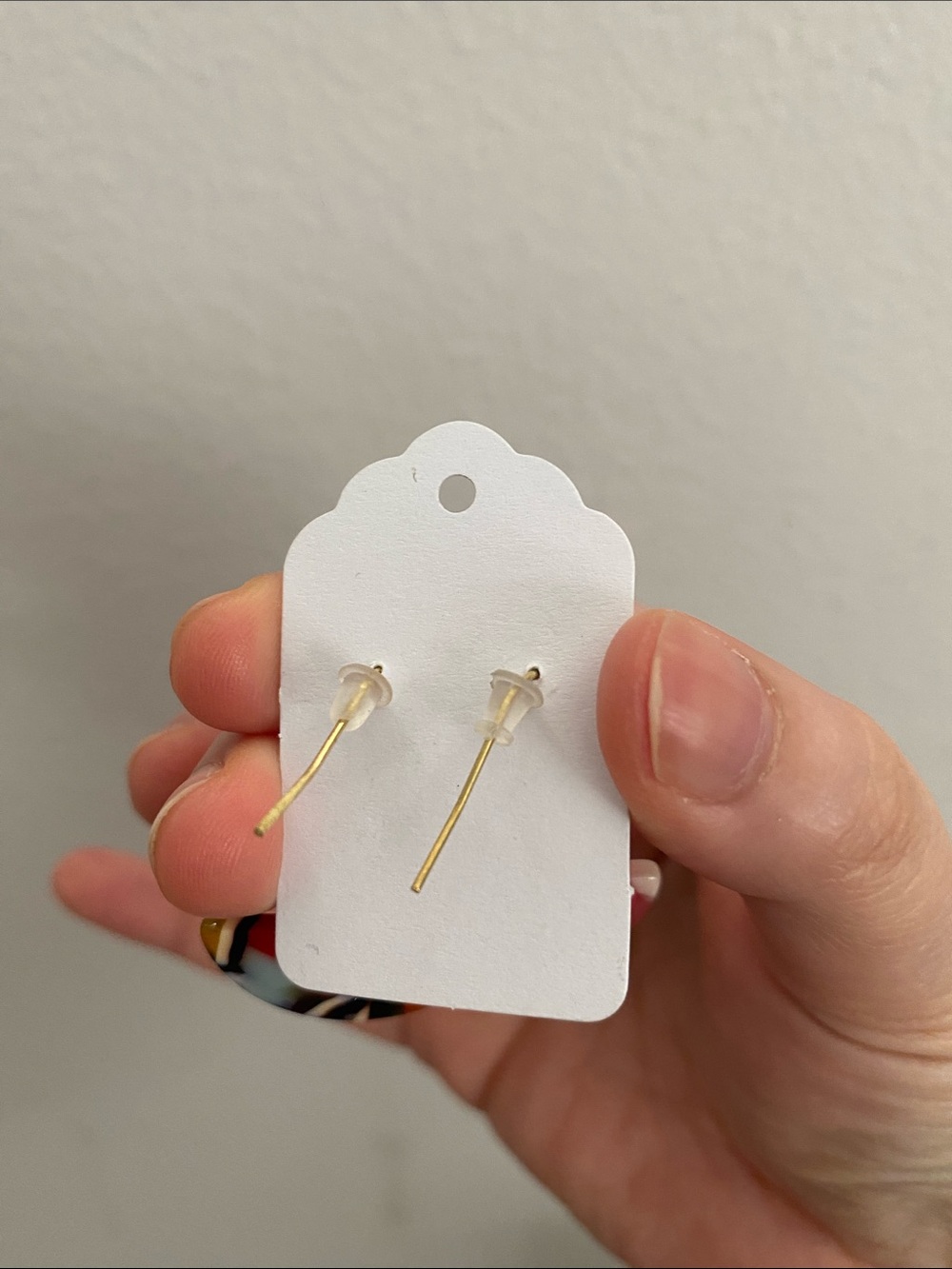 Multicolor Acrylic Half-Moon Drop Earrings - Gold Hooks - Picture 3 of 3